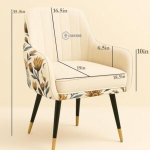 Barfi Velvet Dining Chair | Set of 2 Premium Accent Chair with Armrest, Padded Seat and Metal Legs | Comfy Chair for Home, Office & Restaurents | (Light Grey with Puffy)